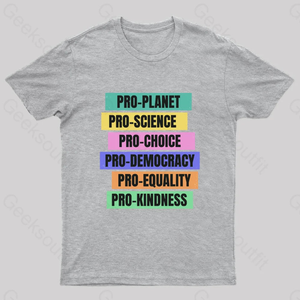 Pro Planet Science Democracy Geek T-Shirt Grey / S