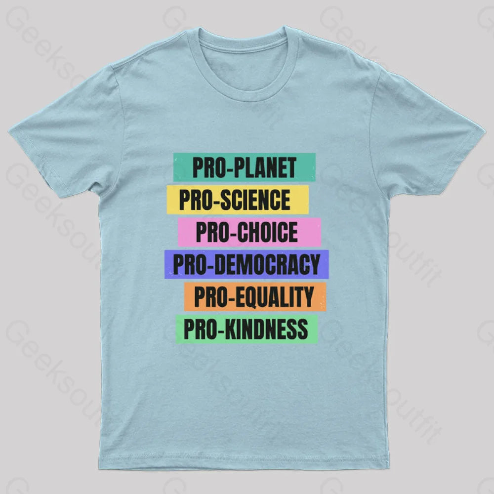 Pro Planet Science Democracy Geek T-Shirt Light Blue / S