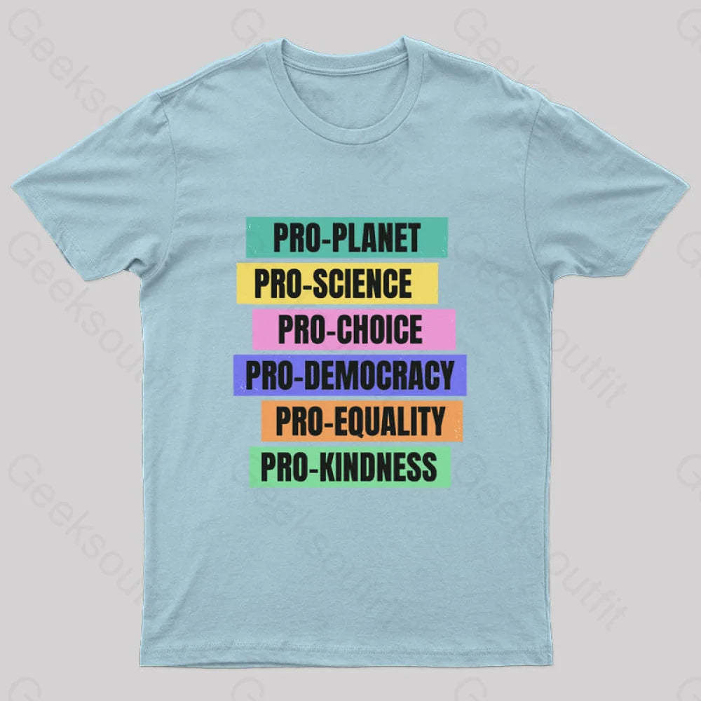 Pro Planet Science Democracy Geek T-Shirt Light Blue / S