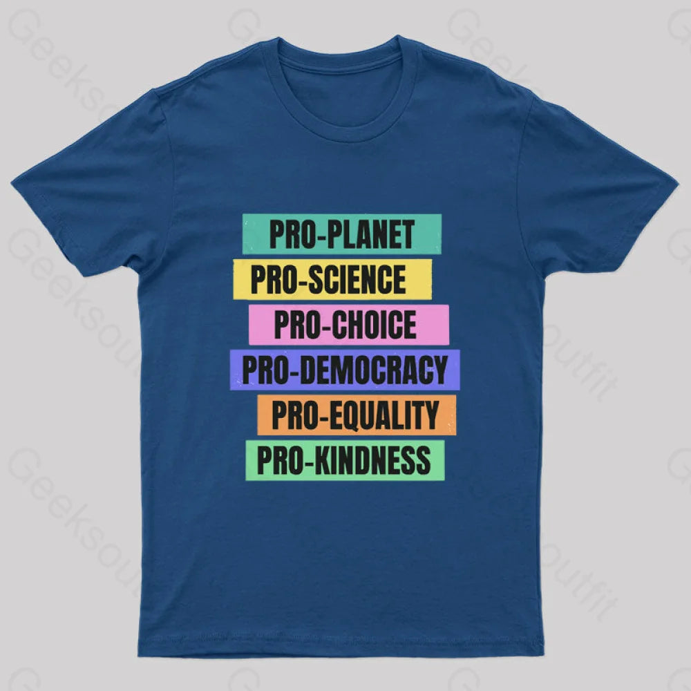 Pro Planet Science Democracy Geek T-Shirt Navy / S