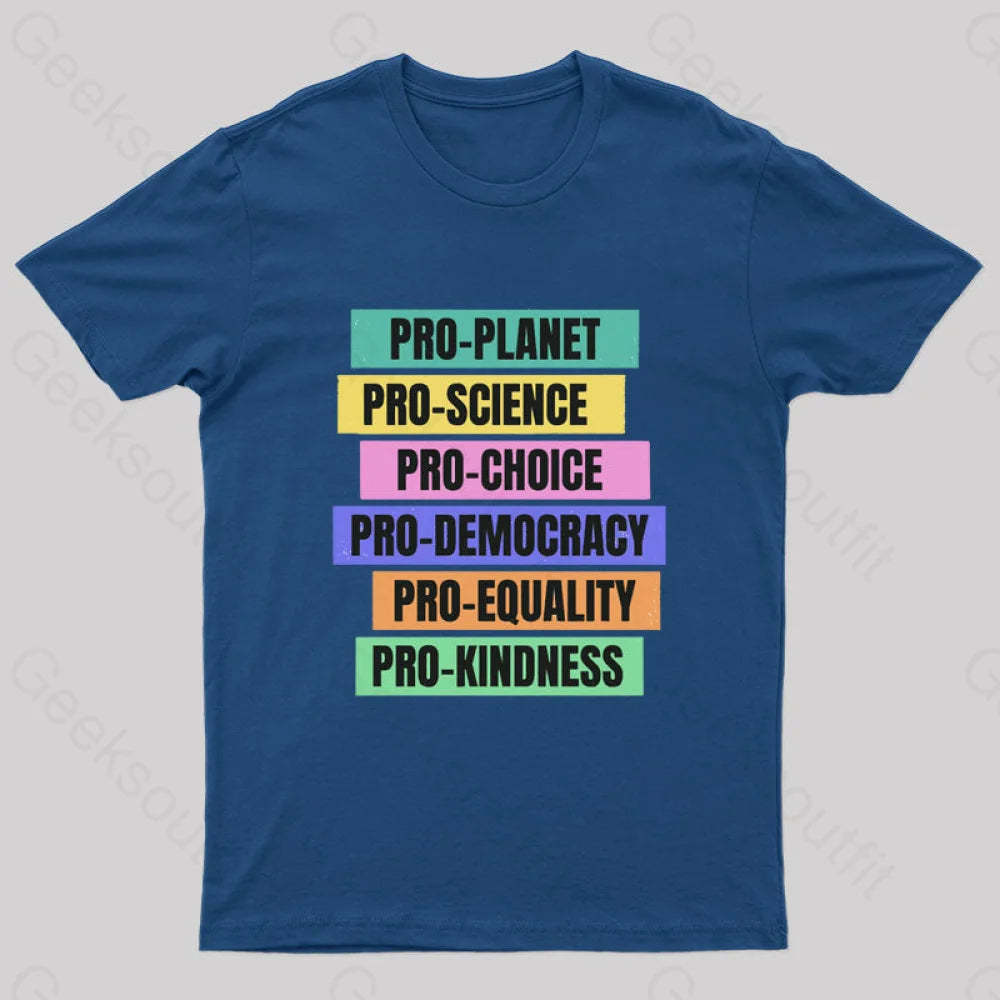 Pro Planet Science Democracy Geek T-Shirt Navy / S