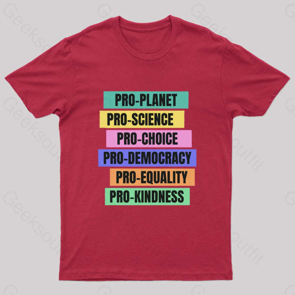 Pro Planet Science Democracy Geek T-Shirt Red / S