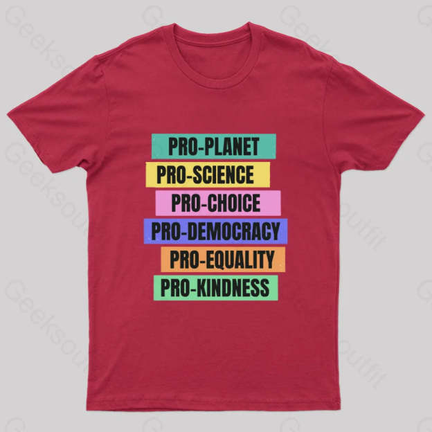 Pro Planet Science Democracy Geek T-Shirt Red / S