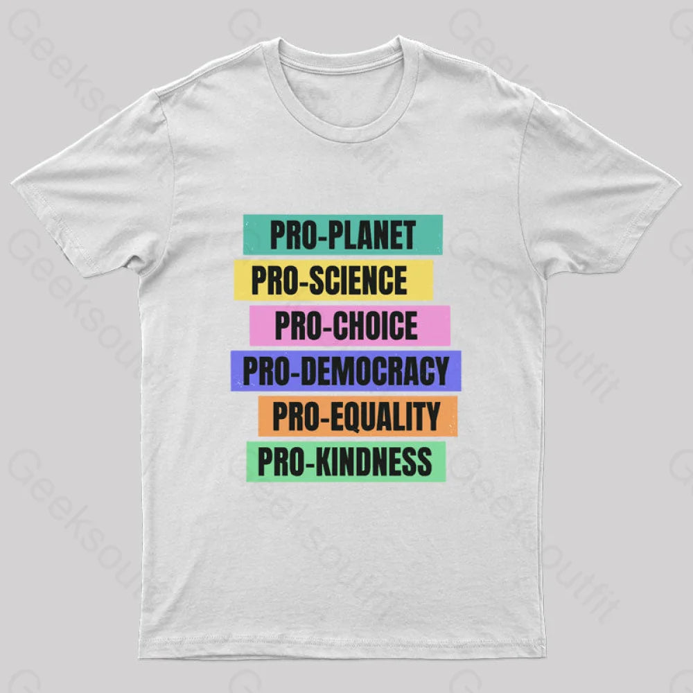 Pro Planet Science Democracy Geek T-Shirt White / S