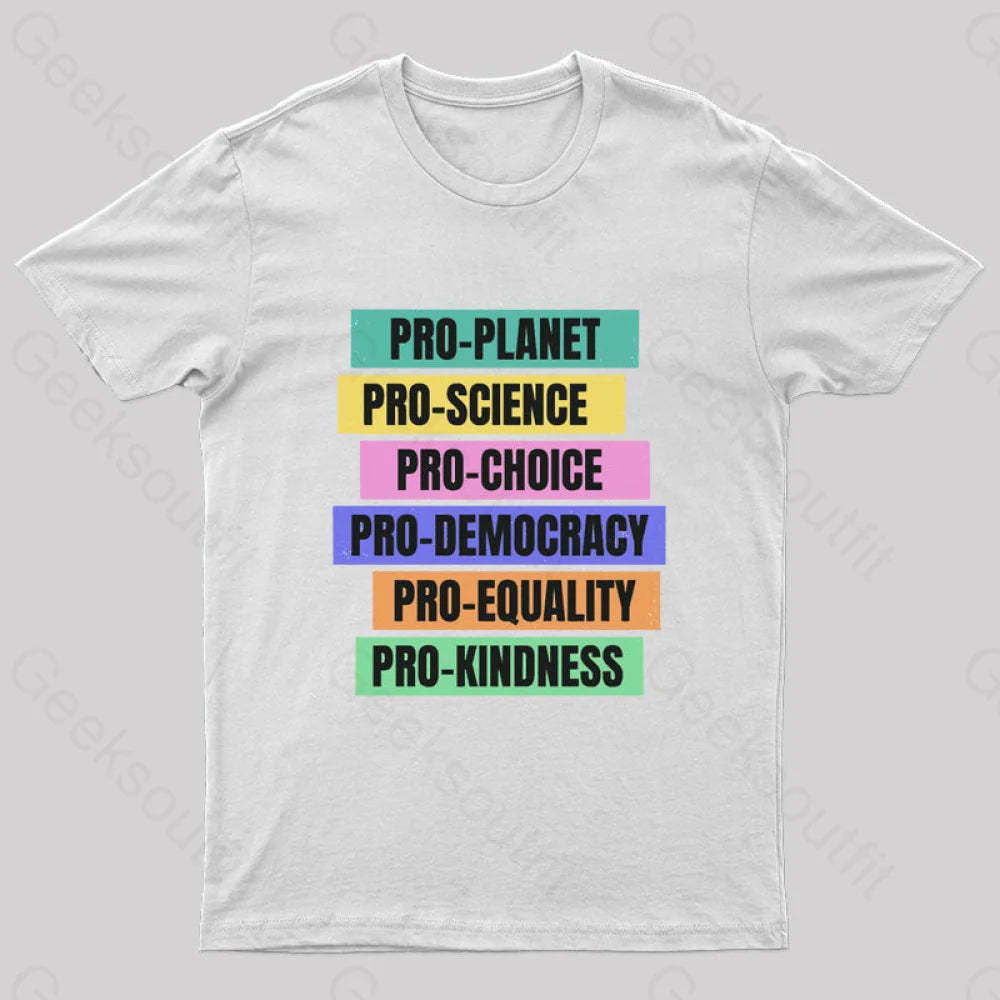 Pro Planet Science Democracy Geek T-Shirt White / S
