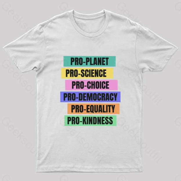 Pro Planet Science Democracy Geek T-Shirt White / S