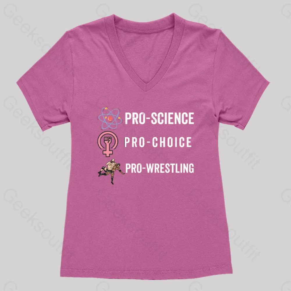 Pro Science Choice Wrestlig Women’s V-Neck T-Shirt Rose Red / S