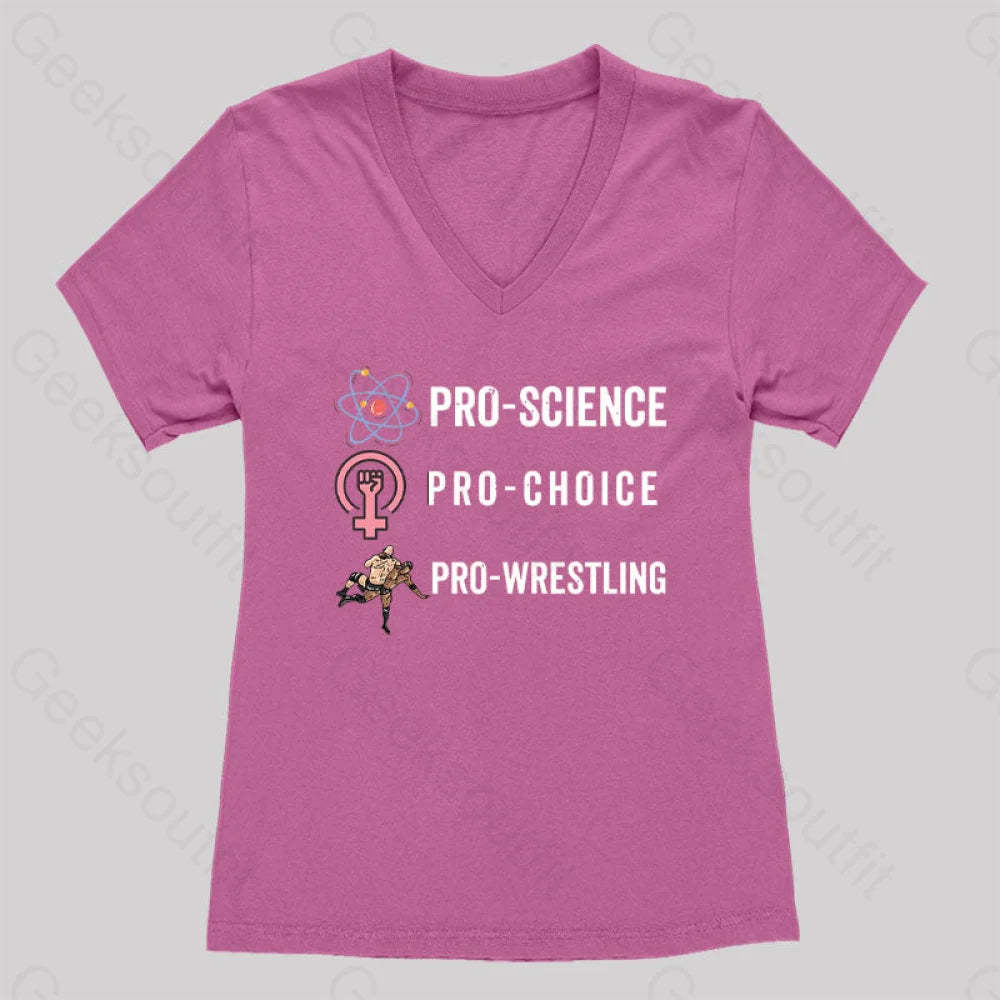 Pro Science Choice Wrestlig Women’s V-Neck T-Shirt Rose Red / S