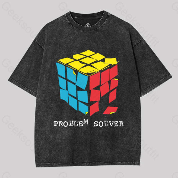 Problem Solver Geek Washed T-Shirt Black / S