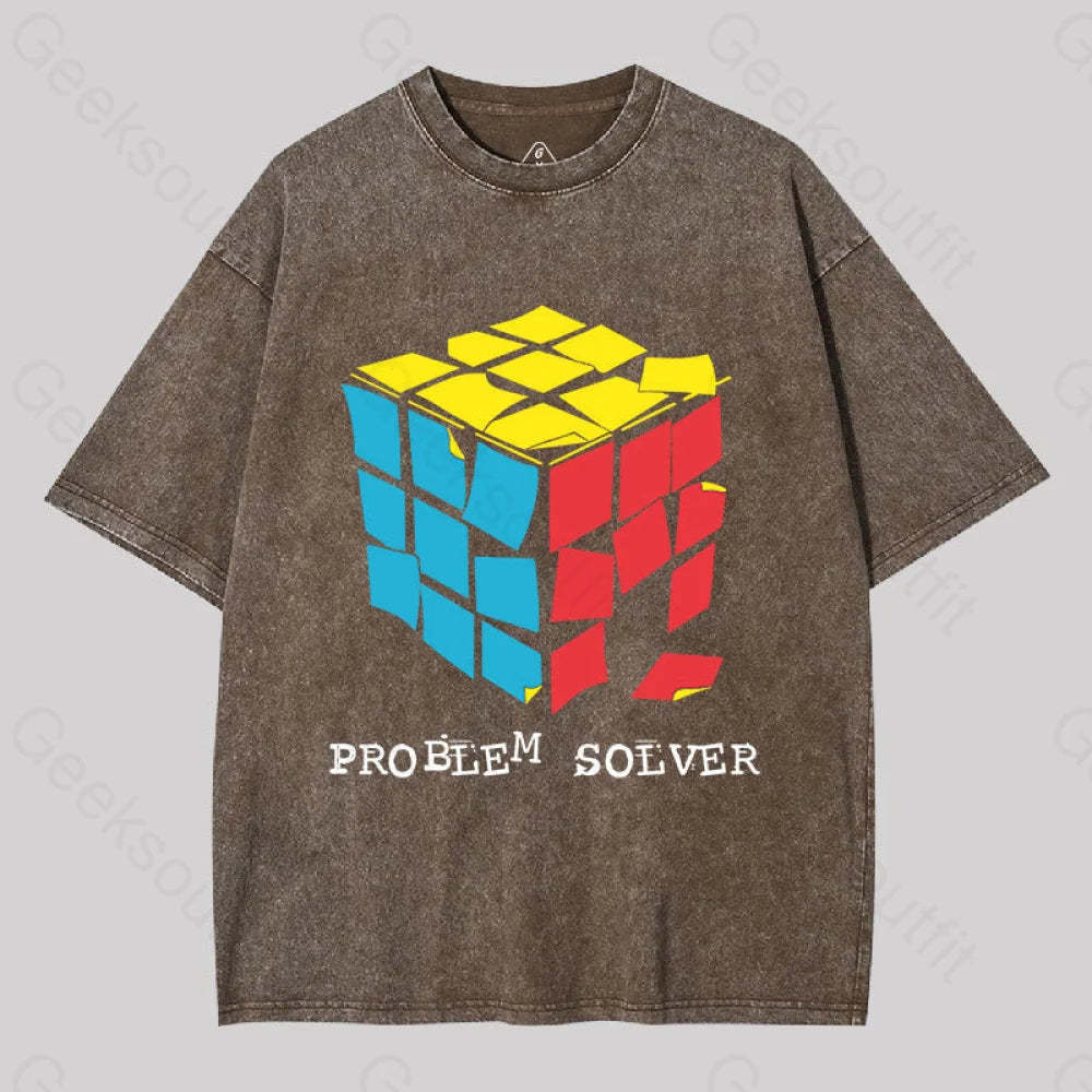 Problem Solver Geek Washed T-Shirt Coffee / S
