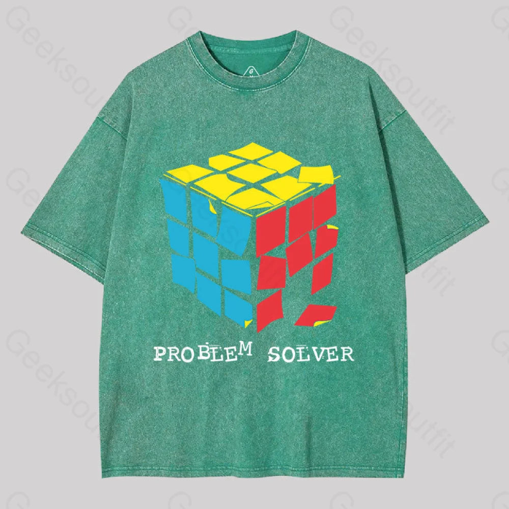Problem Solver Geek Washed T-Shirt Grass Green / S