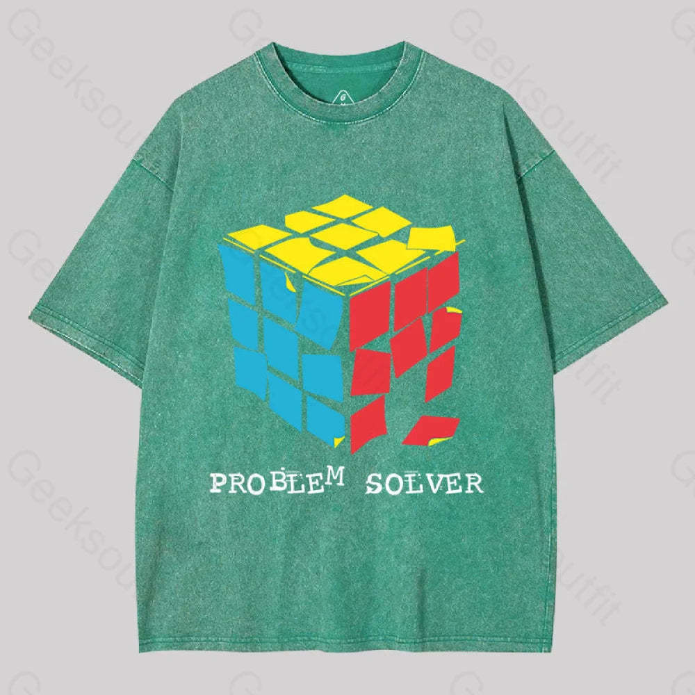 Problem Solver Geek Washed T-Shirt Grass Green / S