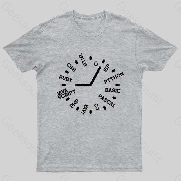 Programmer Clock Nerd T-Shirt Grey / S