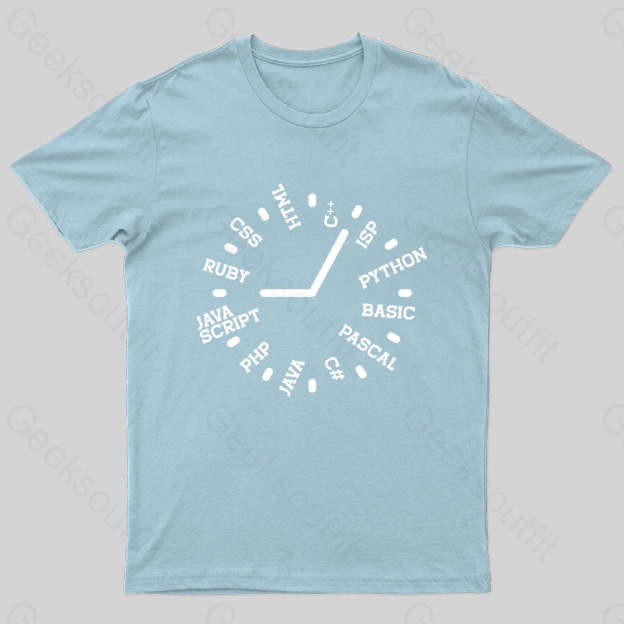 Programmer Clock Nerd T-Shirt Light Blue / S