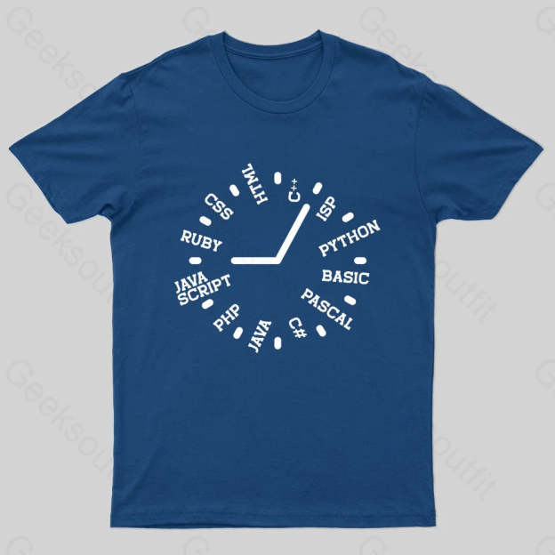 Programmer Clock Nerd T-Shirt Navy / S