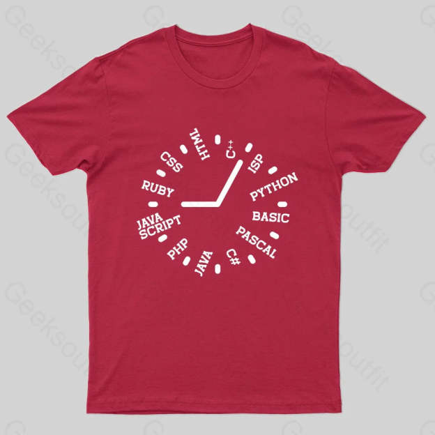 Programmer Clock Nerd T-Shirt Red / S