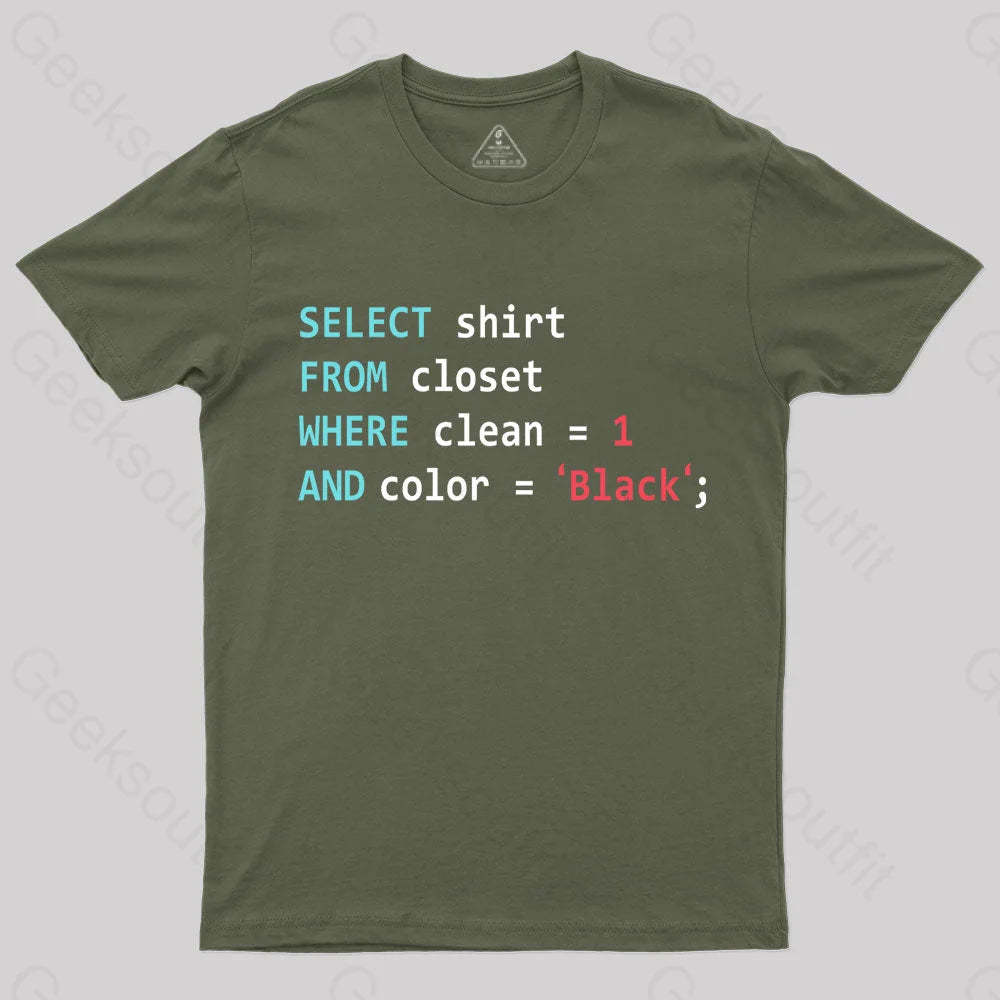 Programmer Database Geek T-Shirt Army Green / S