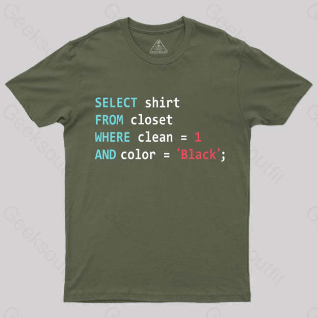 Programmer Database Geek T-Shirt Army Green / S