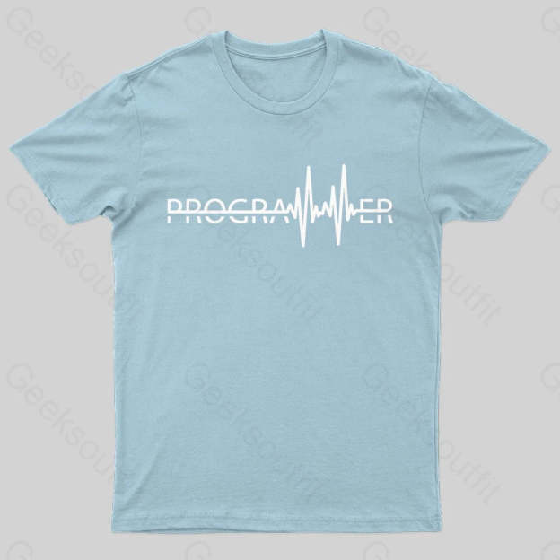 Programmer Heartbeat Geek T-Shirt Light Blue / S
