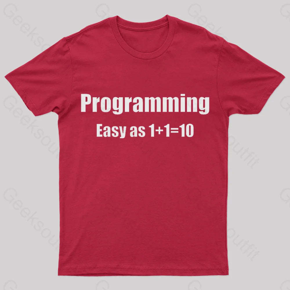 Programming Binary Joke Geek T-Shirt Red / S