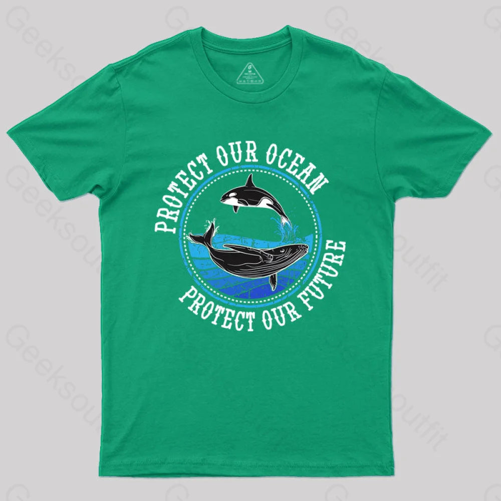Protect Our Ocean Future Whale T-Shirt Green / S