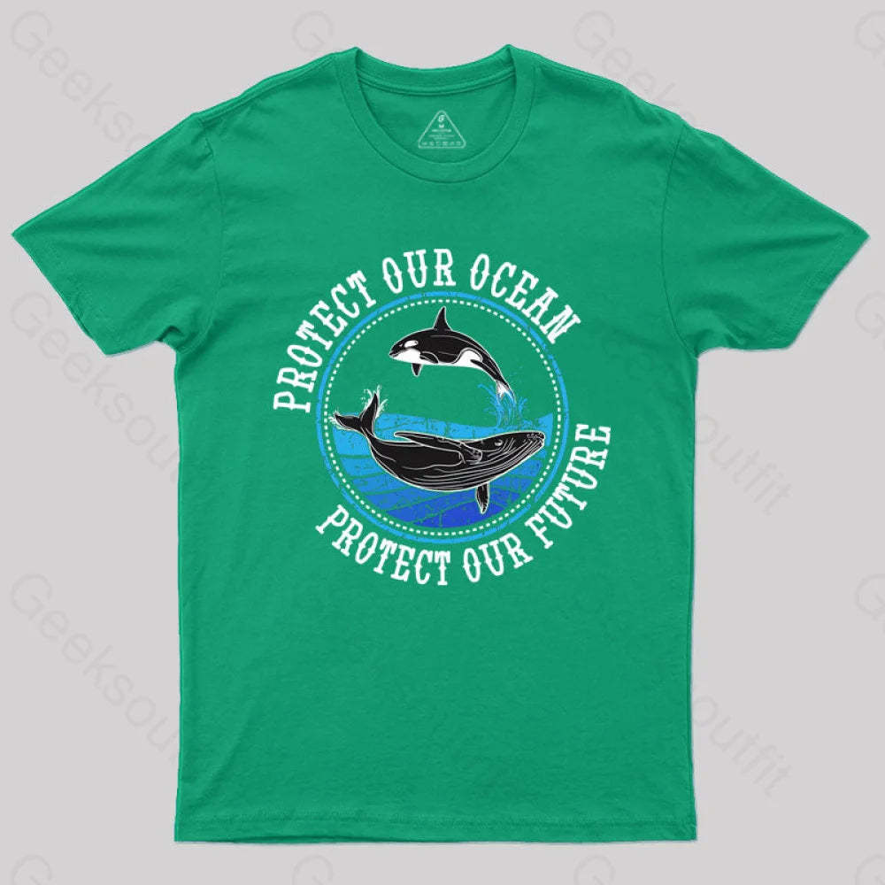 Protect Our Ocean Future Whale T-Shirt Green / S