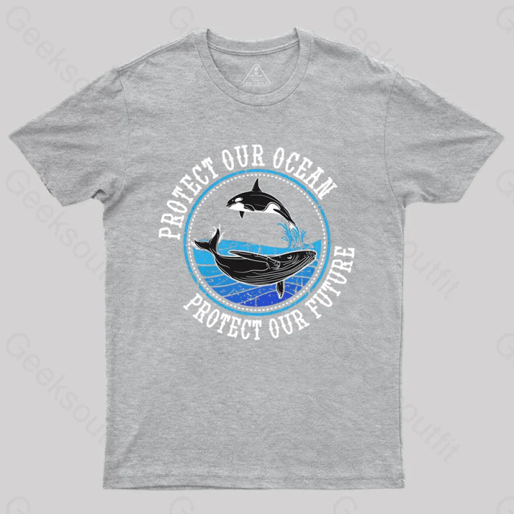Protect Our Ocean Future Whale T-Shirt Grey / S
