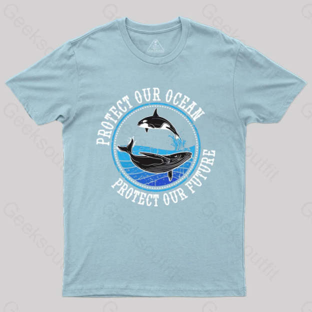 Protect Our Ocean Future Whale T-Shirt Light Blue / S
