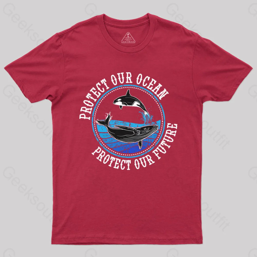 Protect Our Ocean Future Whale T-Shirt Red / S