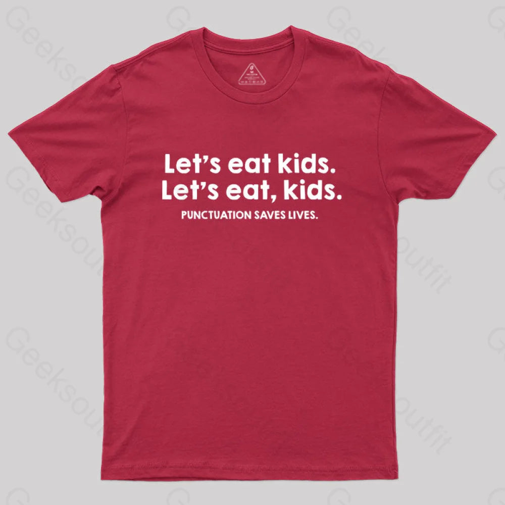 Punctuation Saves Lives Funny Nerd T-Shirt Red / S