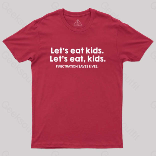 Punctuation Saves Lives Funny Nerd T-Shirt Red / S