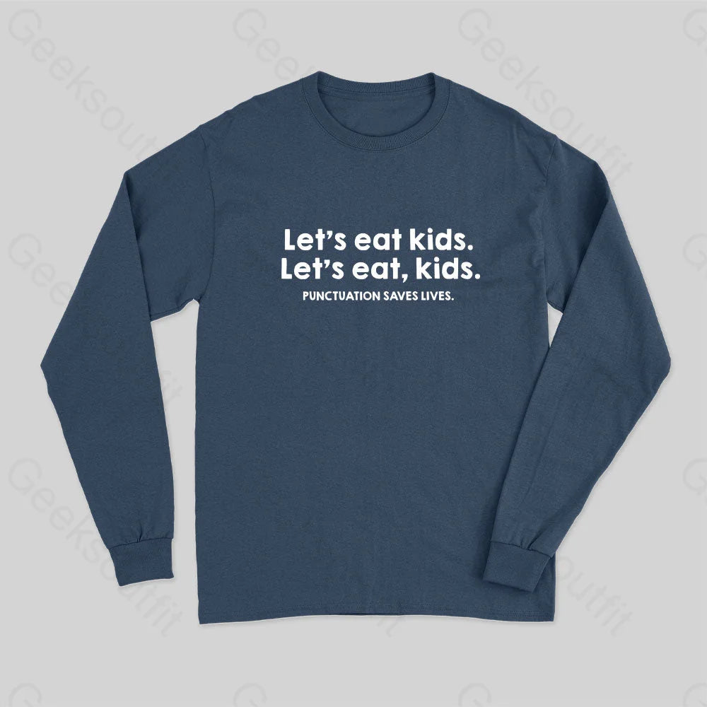 Punctuation Saves Lives Long Sleeve T-Shirt Navy / S