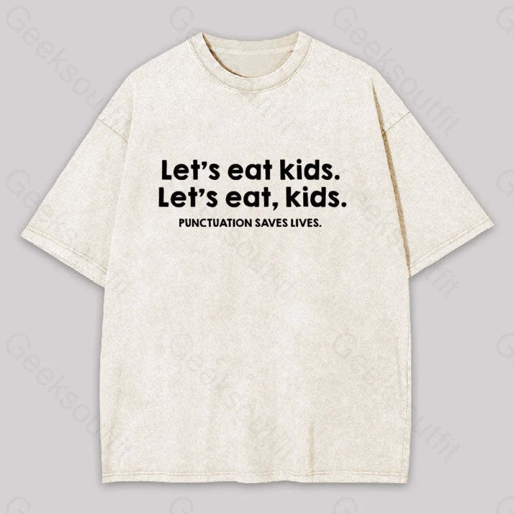 Punctuation Saves Lives Washed T-Shirt Apricot / S