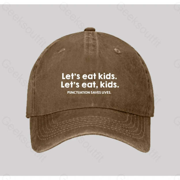Punctuation Saves Lives Washed Vintage Baseball Cap Natural