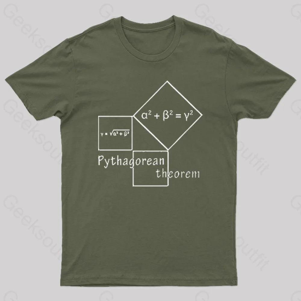Pythagorean Theorem Nerd T-Shirt Army Green / S