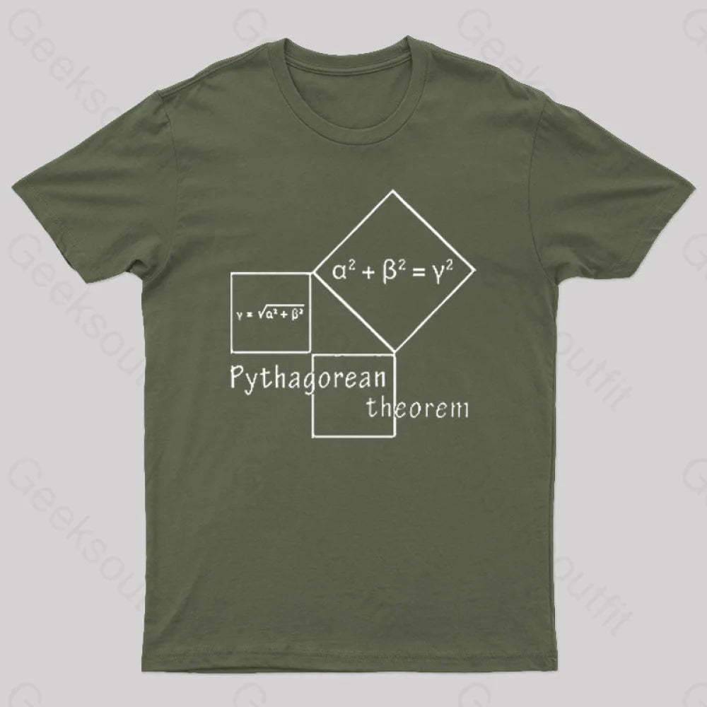 Pythagorean Theorem Nerd T-Shirt Army Green / S