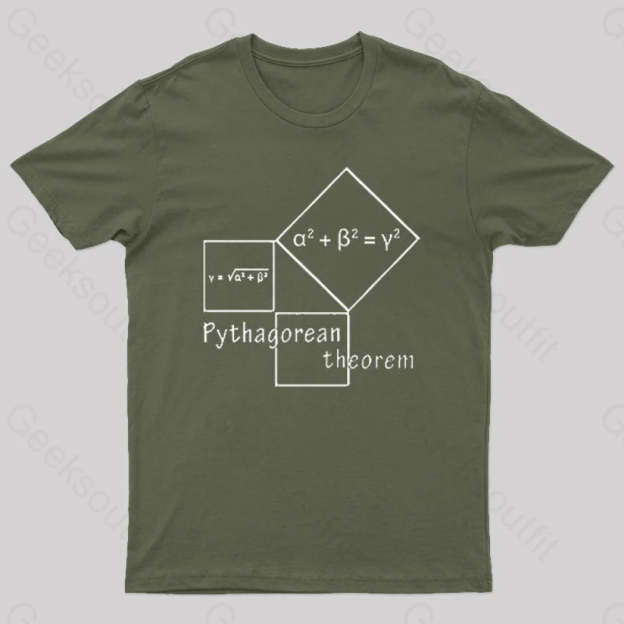 Pythagorean Theorem Nerd T-Shirt Army Green / S