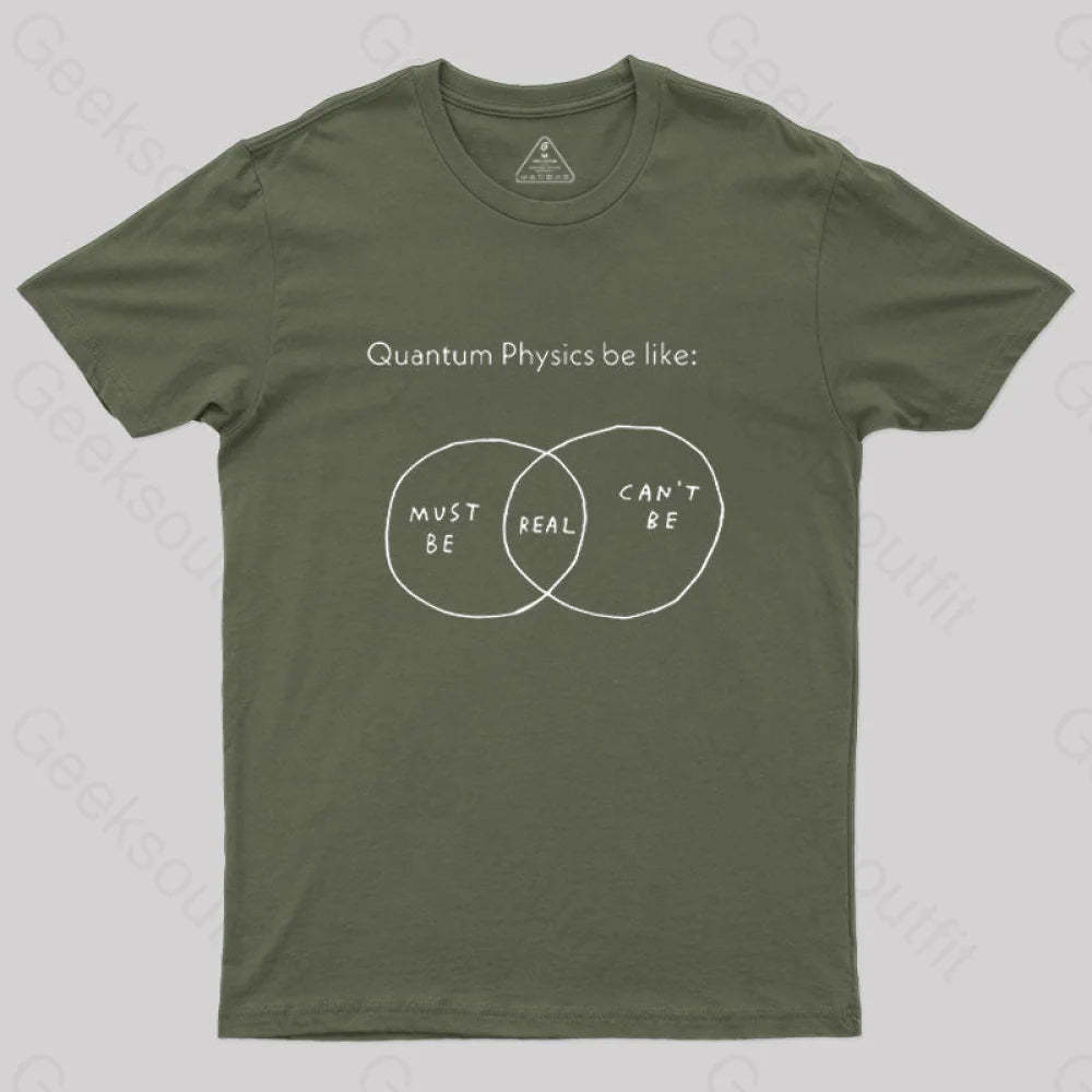 Quantum Physics Be Like Geek T-Shirt Army Green / S