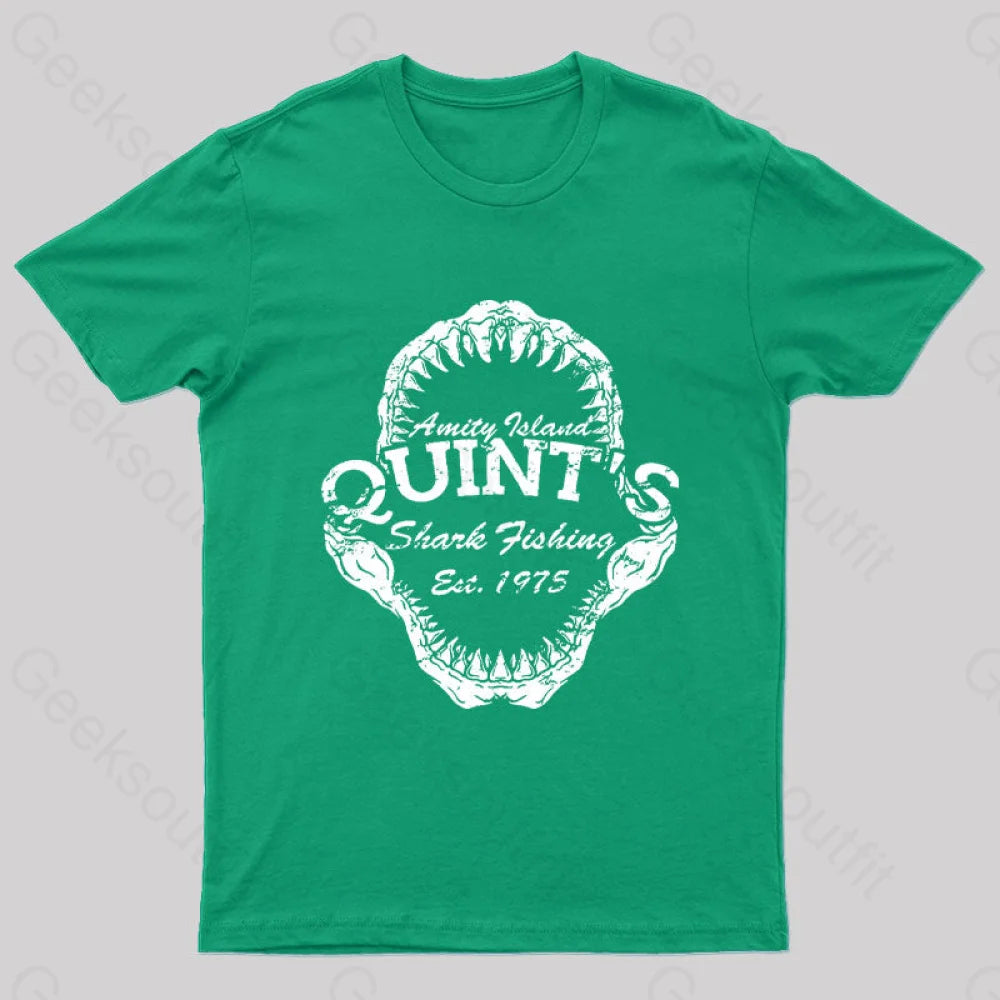 Quint’s Shark Fishing Jaws Geek T-Shirt Green / S