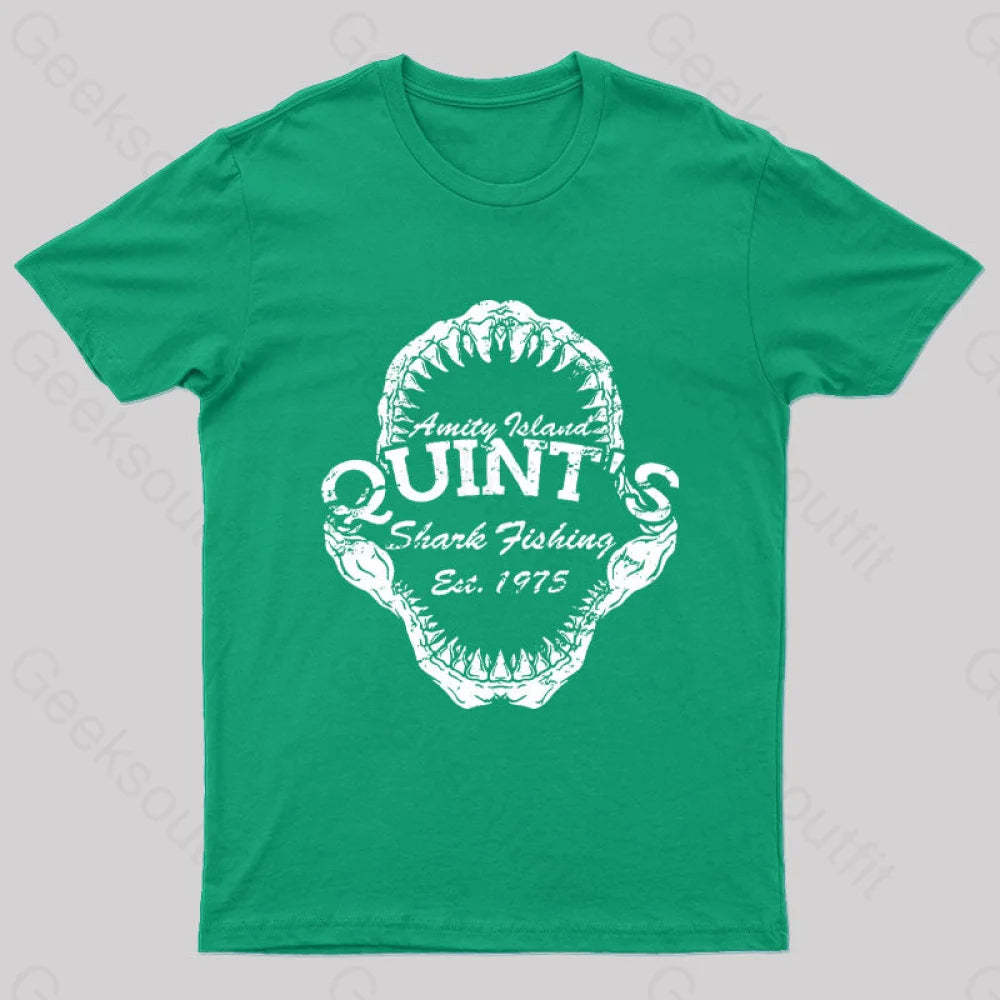 Quint’s Shark Fishing Jaws Geek T-Shirt Green / S
