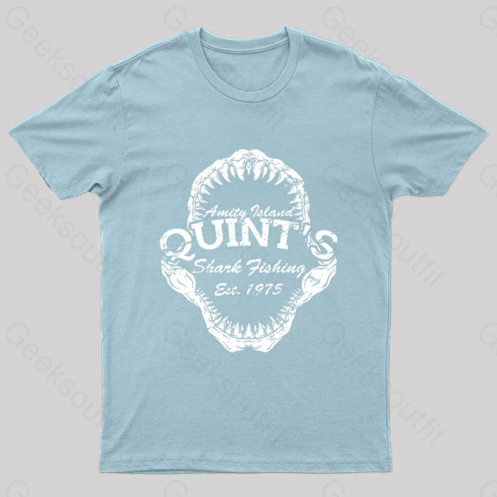 Quint’s Shark Fishing Jaws Geek T-Shirt Light Blue / S