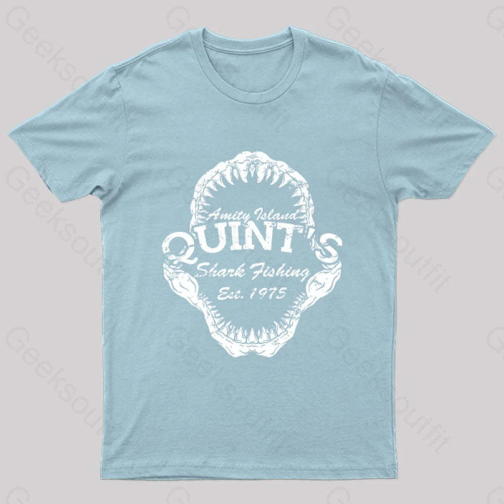 Quint’s Shark Fishing Jaws Geek T-Shirt Light Blue / S