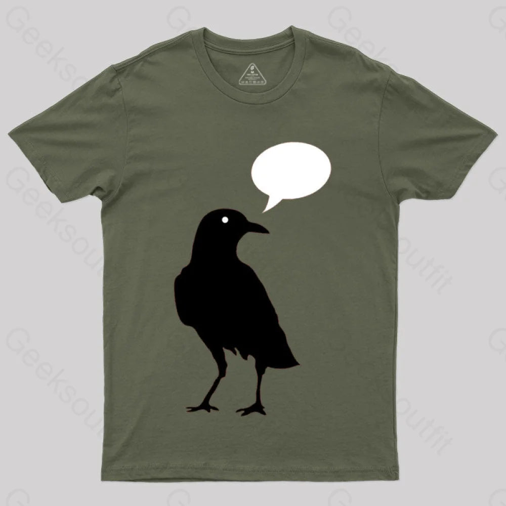 Quoth A Edgar Allen Poe Raven Poem Literary Reference T-Shirt Army Green / S