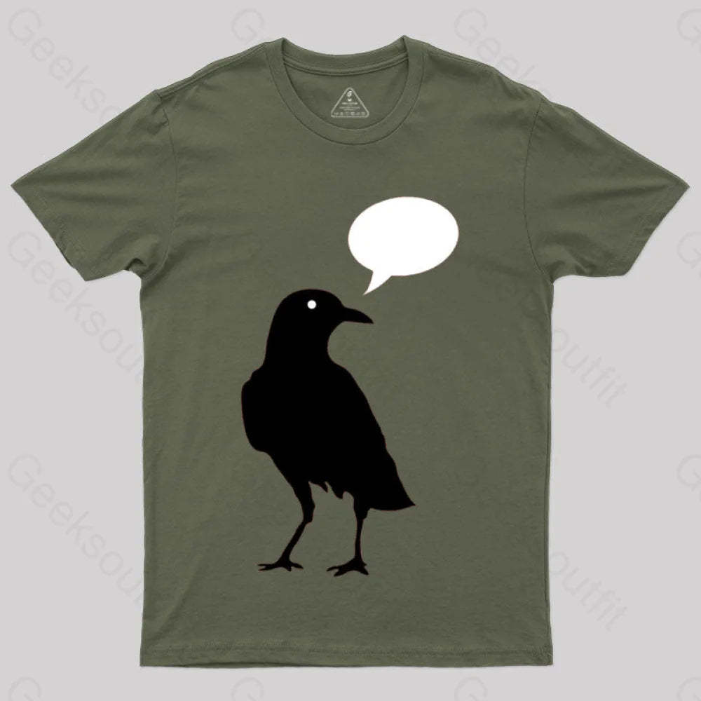 Quoth A Edgar Allen Poe Raven Poem Literary Reference T-Shirt Army Green / S
