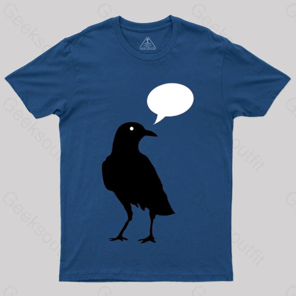 Quoth A Edgar Allen Poe Raven Poem Literary Reference T-Shirt Navy / S