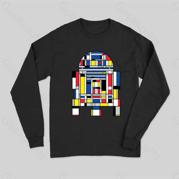 R2D2 Mondrian Long Sleeve T-Shirt Black / S