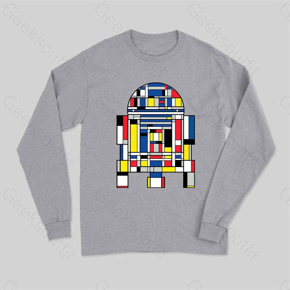 R2D2 Mondrian Long Sleeve T-Shirt Grey / S