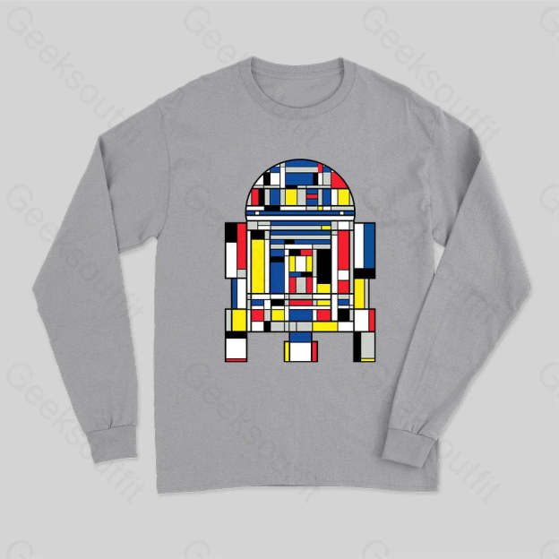 R2D2 Mondrian Long Sleeve T-Shirt Grey / S