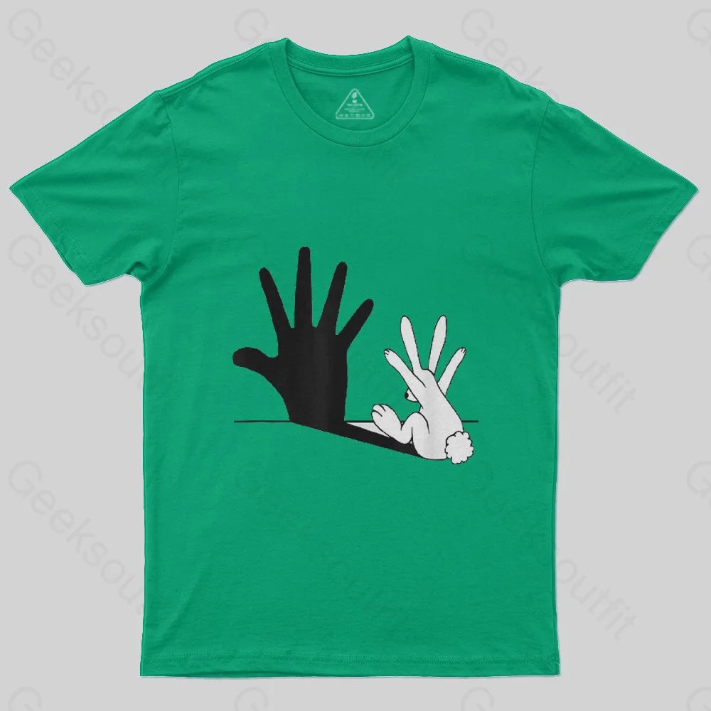 Rabbit Hand Shadow Funny T-Shirt - Geeksoutfit