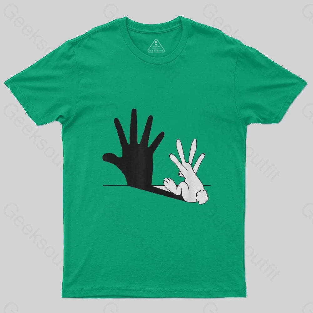 Rabbit Hand Shadow Funny T-Shirt - Geeksoutfit